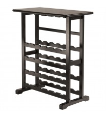 Floor-Standing Dark Espresso Brown 24-Bottle Wine Rack