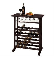 Floor-Standing Dark Espresso Brown 24-Bottle Wine Rack