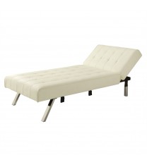 Vanilla Chaise Lounge Sleeper Bed with Contemporary Chrome Legs