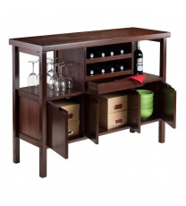 Sideboard Buffet Table Wine Rack in Brown Wood Finish