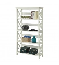 Glossy White 5-Shelf Bookcase