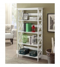 Glossy White 5-Shelf Bookcase