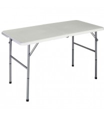 White HDPE Plastic Heavy Duty Indoor Outdoor Folding Table with Steel Frame