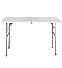 White HDPE Plastic Heavy Duty Indoor Outdoor Folding Table with Steel Frame