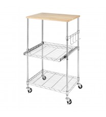 Sturdy Metal Kitchen Microwave Cart with Adjustable Shelves and Locking Wheels