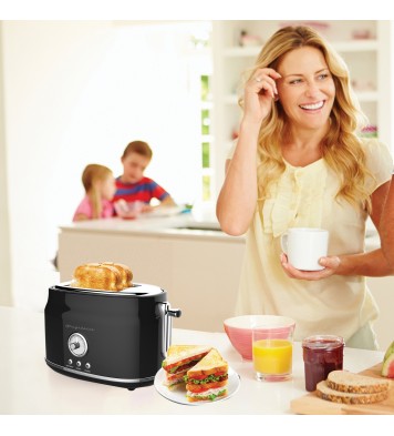 Frigidaire ETO102-BLACK 2-Slice 900-Watt Retro Stainless Steel Toaster (Black)