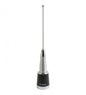 Browning BR-158-S 200-Watt Pretuned Wide-Band 144 MHz to 174 MHz 2.4-dBd-Gain VHF Silver Antenna with Spring and NMO Mounting