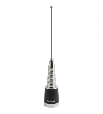 Browning BR-158-S 200-Watt Pretuned Wide-Band 144 MHz to 174 MHz 2.4-dBd-Gain VHF Silver Antenna with Spring and NMO Mounting