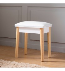 Sold Wood Vanity Table Stool,Dressing Stool for Makeup with PU,White Finish