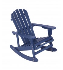 Adirondack Rocking Chair Solid Wood Chairs Finish Outdoor Furniture for Patio, Backyard, Garden - Navy Blue