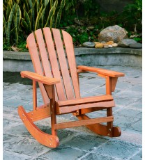 Adirondack Rocking Chair Solid Wood Chairs Finish Outdoor Furniture for Patio, Backyard, Garden - Walnut Brown