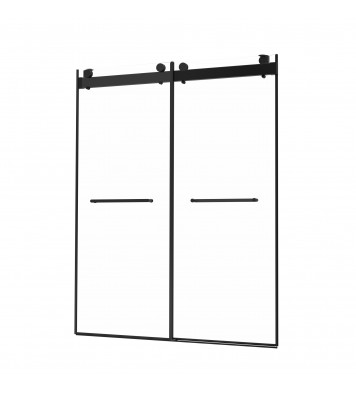 Frameless Double Sliding Shower, 69" - 72" Width, 79" Height, 3/8" (10 mm) Clear Tempered Glass, , Designed for Smooth Door with Clear Tempered Glass and Stainless Steel Hardware in Matte Black Finish