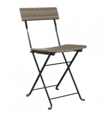 Folding Bistro Chairs 8 pcs Gray Poly Rattan and Steel