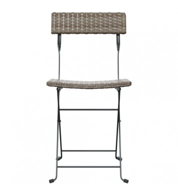 Folding Bistro Chairs 8 pcs Gray Poly Rattan and Steel