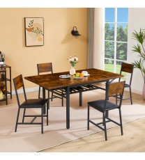 Folding Dining Table, 1.2 inches thick table top, for Dining Room, Living Room, Rustic Brown, 63.2'' L x 35.5'' W x 30.5'' H.