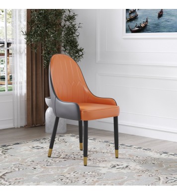 Modern PU sponge-filled dining chair, solid wood metal legs, suitable for restaurants, living rooms and rooms-(Set of 2)