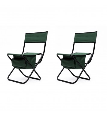 2-piece Folding Outdoor Chair with Storage Bag, Portable Chair for indoor, Outdoor Camping, Picnics and Fishing,Green