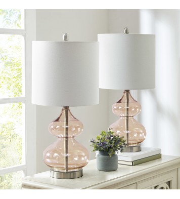 Ellipse Curved Glass Table Lamp, Set of 2