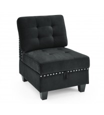 Single Chair for Modular Sectional,Black Velvet (26.5"x31.5"x36")