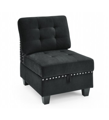 Single Chair for Modular Sectional,Black Velvet (26.5"x31.5"x36")