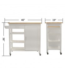 Kitchen Island Cart with drawers, cabinets, wine racks, partitions, towel racks, White-Beech