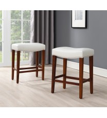 White Leather Barstool 2 pcs Set