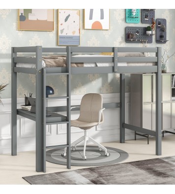 Twin Loft Bed with built-in desk,Grey