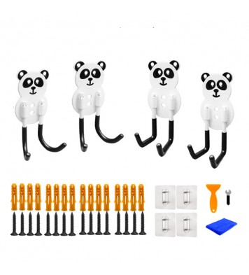 Self-adhesive non-marking hooks,cute and safe panda heavy object hooks,strong rotatable hooks for garage storage, garden, fence, flower stand hooks, family children's backpack hooks,