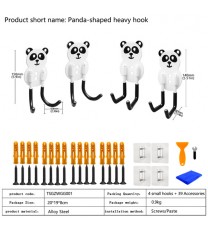 Self-adhesive non-marking hooks,cute and safe panda heavy object hooks,strong rotatable hooks for garage storage, garden, fence, flower stand hooks, family children's backpack hooks,