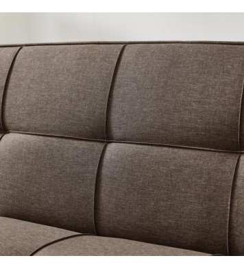 Brown Linen Sofa Bed, Convertible Sleeper Sofa with Arms, Solid Wood Feet and Plastic Centre Legs