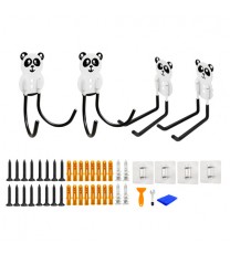 Self-adhesive non-marking hooks, cute and safe panda heavy object hooks, strong rotatable hooks for garage storage, garden, fence, flower stand hooks, family children's backpack hooks, skateboards,