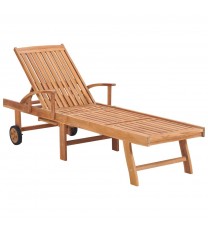 Sun Loungers 2 pcs with Wine Red Cushion Solid Teak Wood