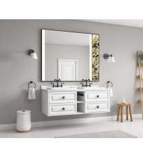 60*23*21in Wall Hung Doulble Sink Bath Vanity Cabinet Only in Bathroom Vanities without Tops