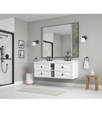 60*23*21in Wall Hung Doulble Sink Bath Vanity Cabinet Only in Bathroom Vanities without Tops