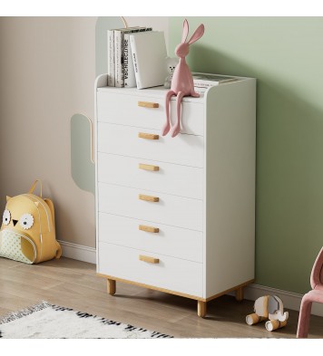 Modern Simple Style White Modern Six-Drawer Chest for Bedroom, Kid's Room, Living Room, Nursery Room