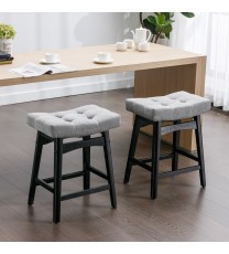 A&A Furniture,Counter Height 25" Stools for Kitchen Counter Backless Faux Leather Stools Farmhouse Island Chairs (25 Inch, Gray,Set of 2), SW1838GY