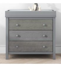 3-Drawer Changer Dresser with Removable Changing Tray in Gray