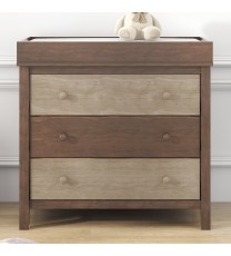 3-Drawer Changer Dresser with Removable Changing Tray in Brown