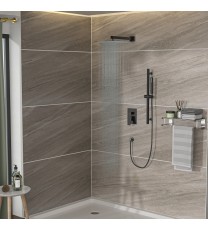 Shower System with Adjustable Slide Bar,10 Inch Wall Mounted Square Shower System with Rough-in Valve, Oil Rubber Bronze