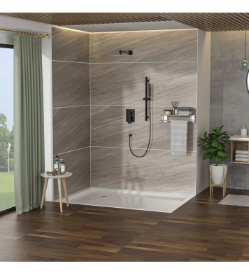 Shower System with Adjustable Slide Bar,10 Inch Wall Mounted Square Shower System with Rough-in Valve, Oil Rubber Bronze