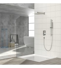 Shower System with Adjustable Slide Bar,10 Inch Wall Mounted Square Shower System with Rough-in Valve, Brushed Nickel