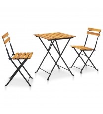 3 Piece Folding Bistro Set Solid Acacia Wood