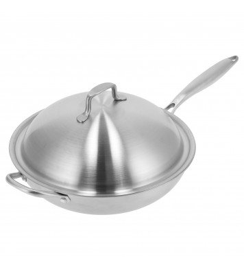 Stainless Steel Frying Pan Stir-Fry Pan Cooking Utensil with Cover for Gas Stove Induction Stove