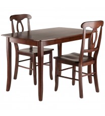 Inglewood 3-Pc Dining Table with Key Hole Chairs; Walnut