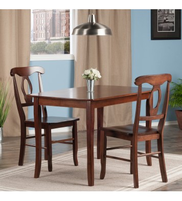 Inglewood 3-Pc Dining Table with Key Hole Chairs; Walnut