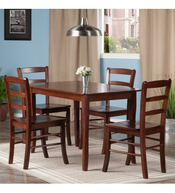 Inglewood 5-Pc Dining Table with Ladder-back Chairs; Natural