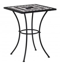 Mosaic Bistro Table Black and White 23.6" Ceramic