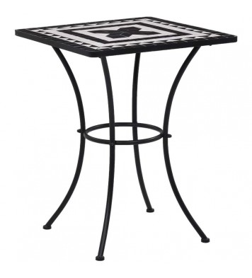 Mosaic Bistro Table Black and White 23.6" Ceramic