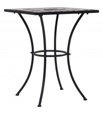 Mosaic Bistro Table Black and White 23.6" Ceramic