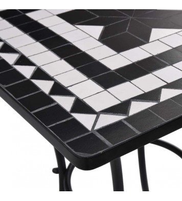 Mosaic Bistro Table Black and White 23.6" Ceramic